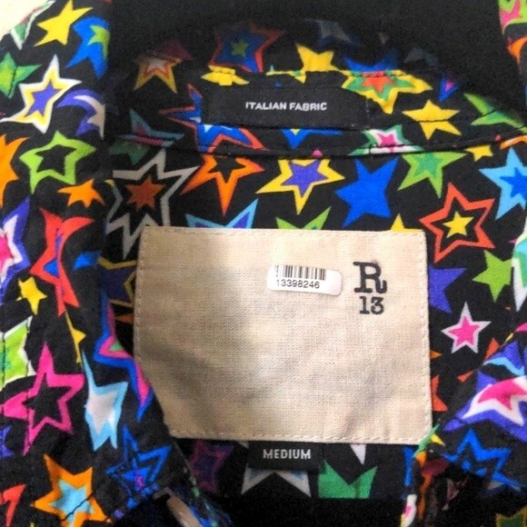 R13 Multistar Tony Button Down Shirt Men Medium - Picture 3 of 6